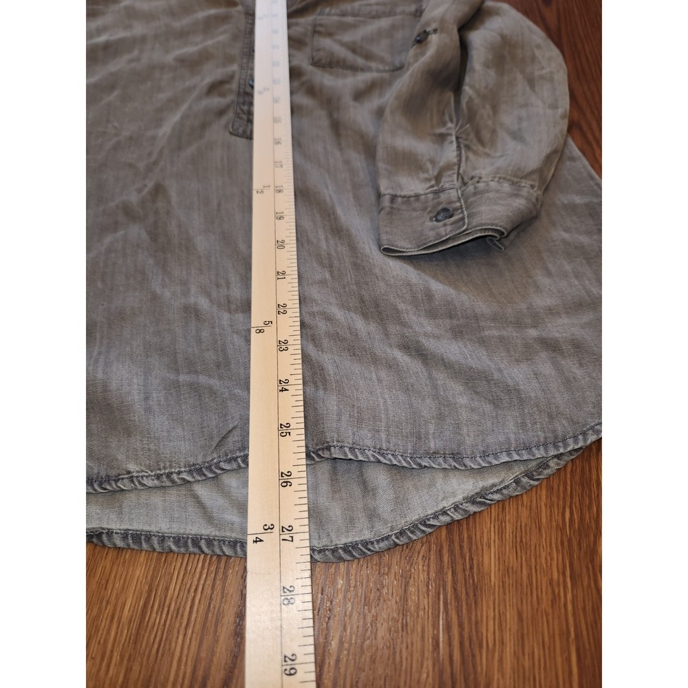 Hester & Orchard Gray Tencel Tunic Top Roll Tab Sleeve Button Down Small NWT - Picture 5 of 9
